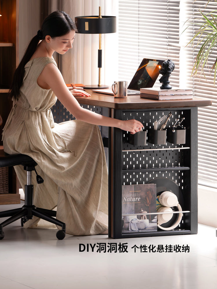 实木书桌书房意式轻奢电脑桌黑胡桃木工作台办公桌