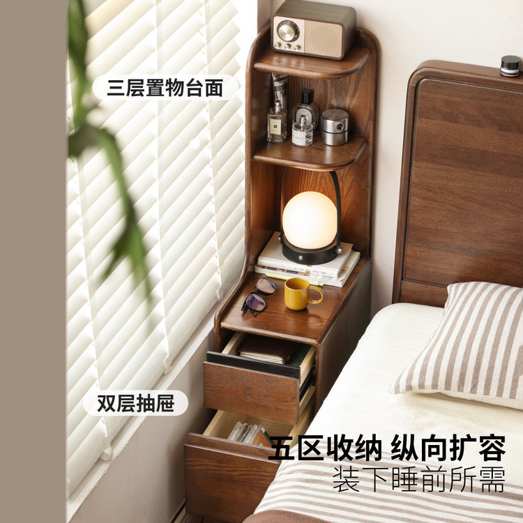 实木床头柜现代简约胡桃色储物柜卧室小户型置物柜