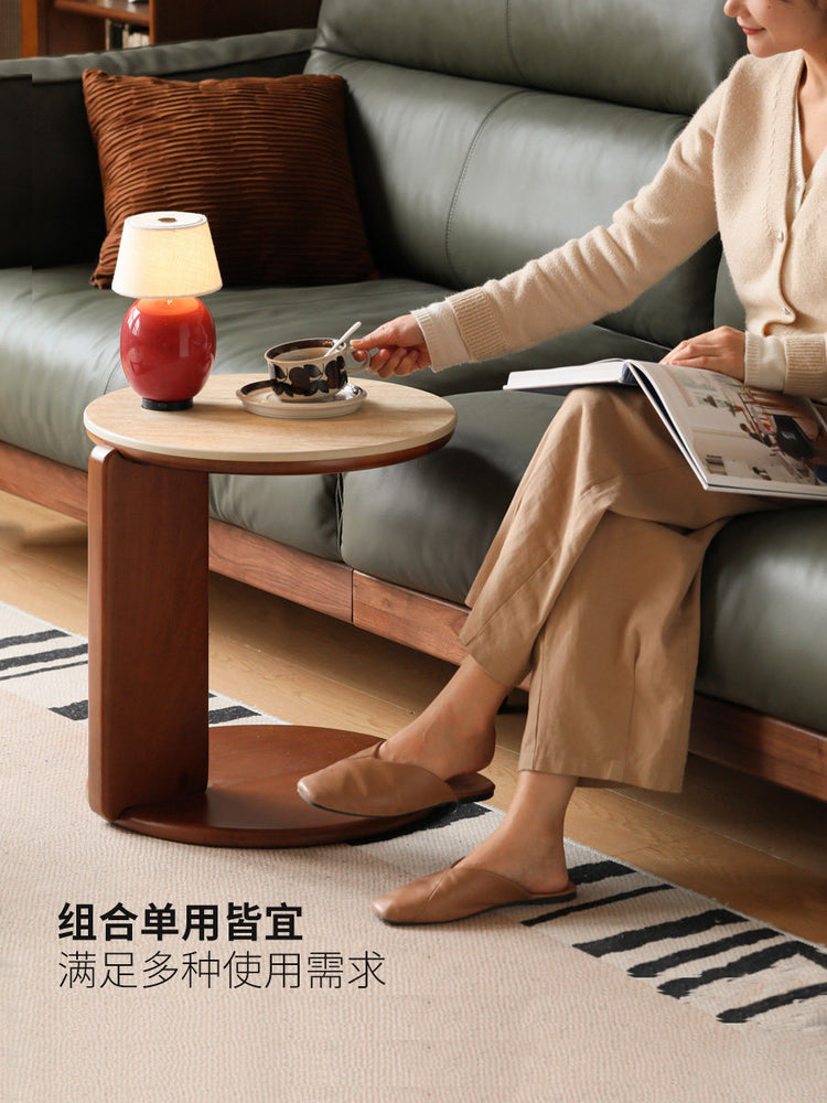 实木茶几中古风茶台法式复古客厅小户型茶桌组合圆几