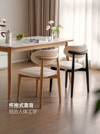 实木餐椅餐厅现代简约靠背椅橡木椅子软包休闲餐桌椅