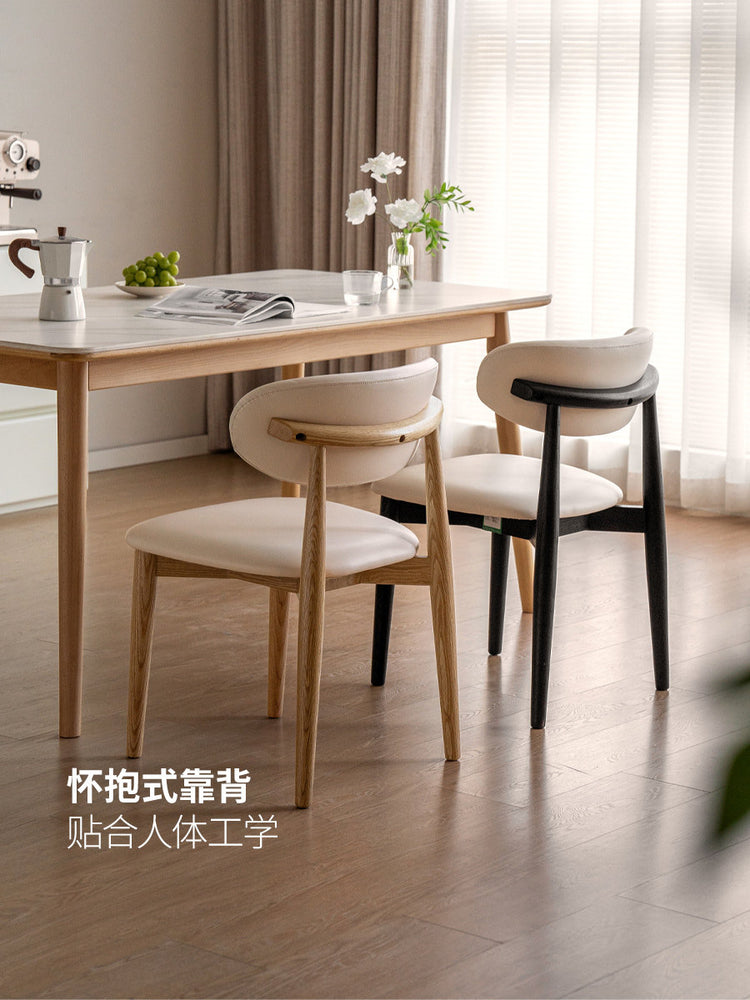 实木餐椅餐厅现代简约靠背椅橡木椅子软包休闲餐桌椅
