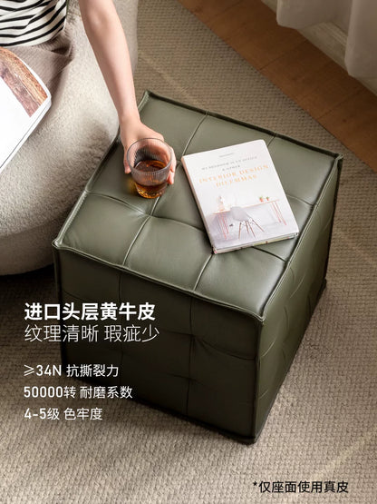 真皮化妆凳卧室梳妆凳客厅现代简约脚凳门口换鞋凳