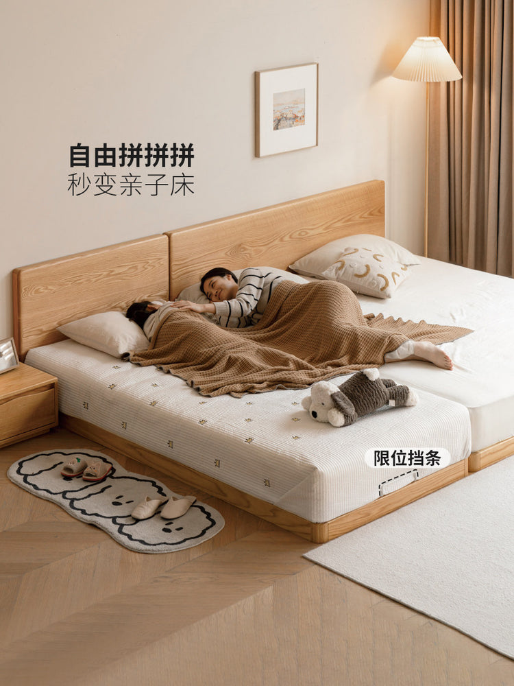 实木床橡木拼接榻榻米地台床简约小户型民宿落地床矮床