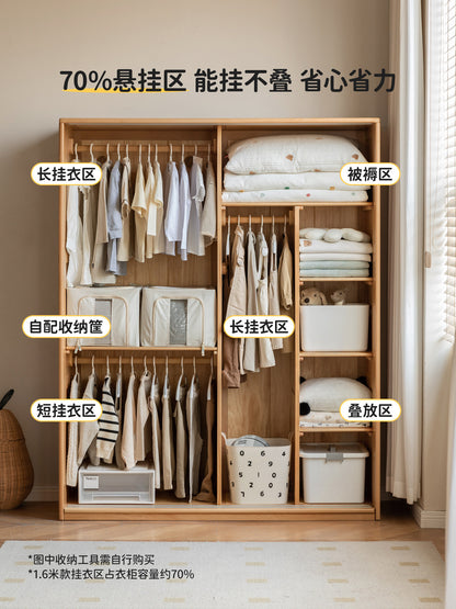 实木儿童衣柜卧室收纳柜小户型推拉门落地柜子储物柜