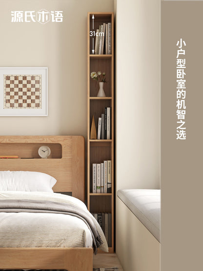 实木书柜落地超窄书架夹缝收纳置物柜现代简约格子柜