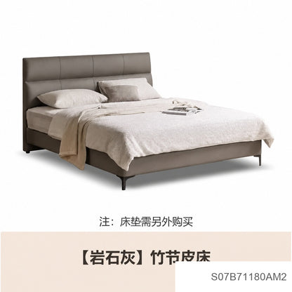灰色真皮床现代简约主卧双人床轻奢高级头层牛皮软包床