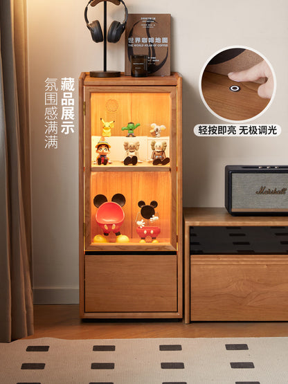 实木边柜客厅现代简约收纳储物柜小户型樱桃木展示柜