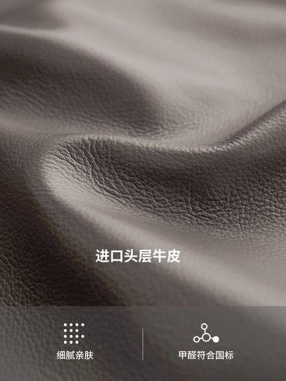 真皮床双人床现代简约牛皮床主卧皮床软包床灰色齐边大床
