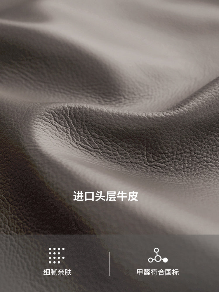 真皮床双人床现代简约牛皮床主卧皮床软包床灰色齐边大床