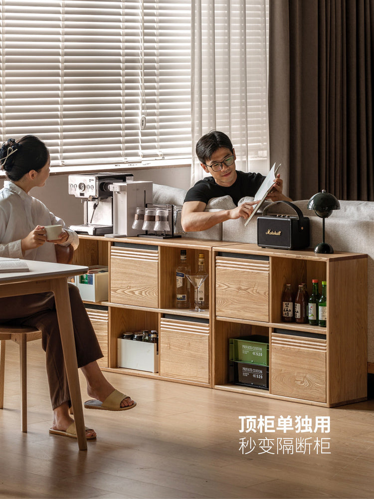实木组合书架书房现代简约格子柜隔断柜满墙收纳柜