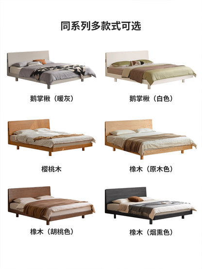 实木床樱桃木复古卧室悬浮床简约带灯双人床可充电斜靠床