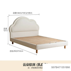 【30-Day Pre-order】Solid Wood Children's Bed, Boys' Single Bed, Modern Minimalist Upholstered Bed, Cloud-Shaped Bed, Girls' Princess Bed