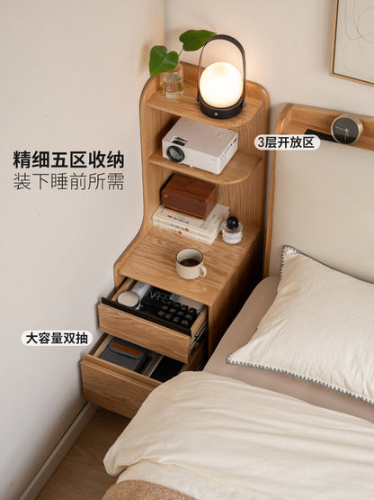 实木床头柜卧室现代简约床边夹缝收纳柜橡木储物柜