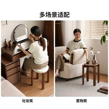 实木堆叠凳黑胡桃木圆凳小户型简约原木小板凳