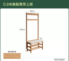 实木换鞋凳挂衣架一体客厅简约入户隔断橡木试鞋凳