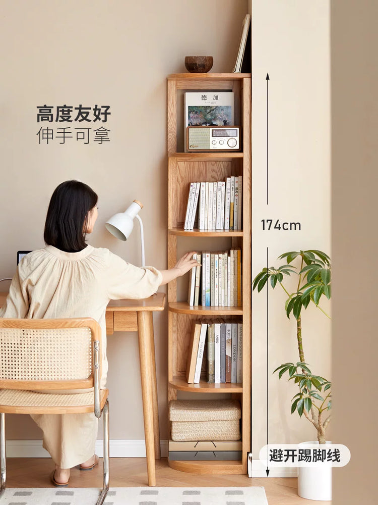 实木转角书架墙角置物架书柜多层收纳架落地三角柜