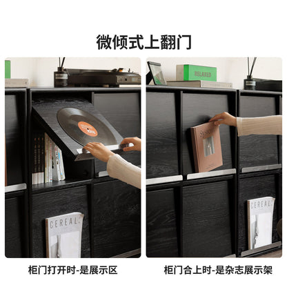 实木书柜包豪斯书房收纳柜组合模块柜橡木黑色置物柜