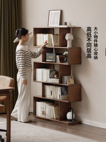 实木书架现代简约书房落地置物架橡木隔断架博古架