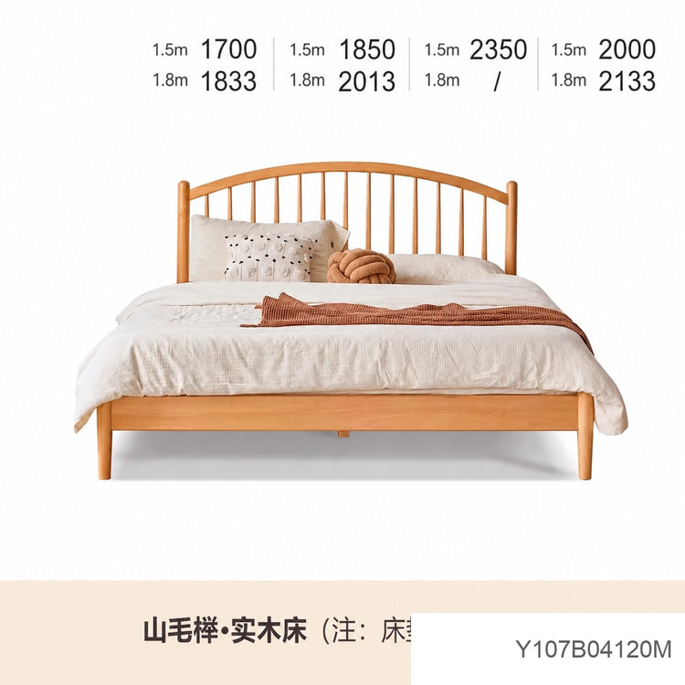 实木床主卧白色竖琴床现代简约奶油风双人床北欧大床