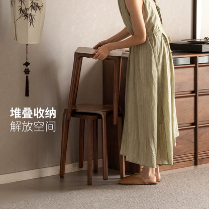 实木方凳叠凳新中式黑胡桃木板凳叠放凳餐厅简约凳子
