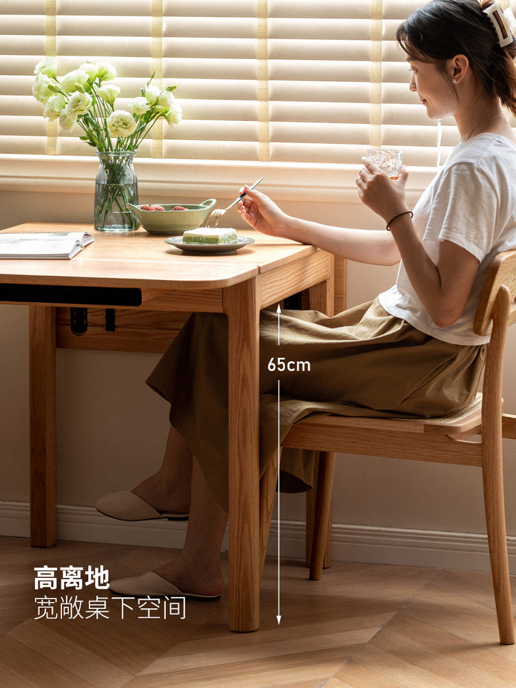 实木折叠餐桌吃饭桌子小户型可伸缩饭桌一桌四椅组合
