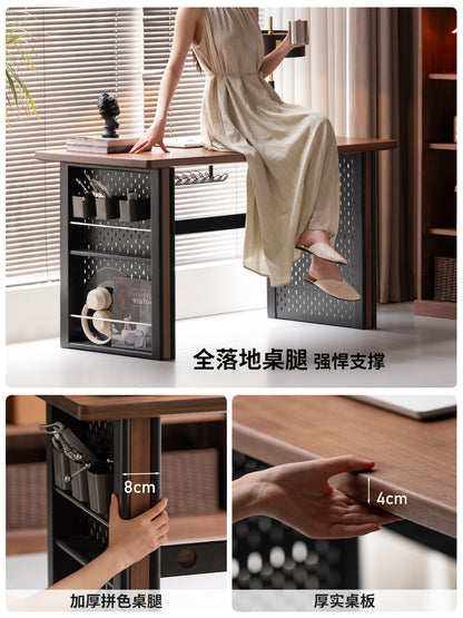 实木书桌书房意式轻奢电脑桌黑胡桃木工作台办公桌