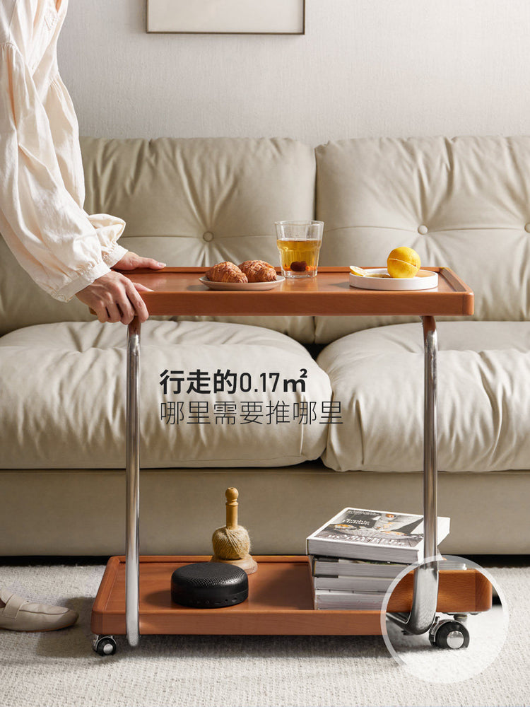 实木边几简约复古客厅沙发侧边桌收纳可移动中古小茶几