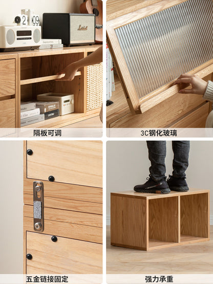 实木电视柜现代简约橡木自由组合书柜小户型客厅储物地柜
