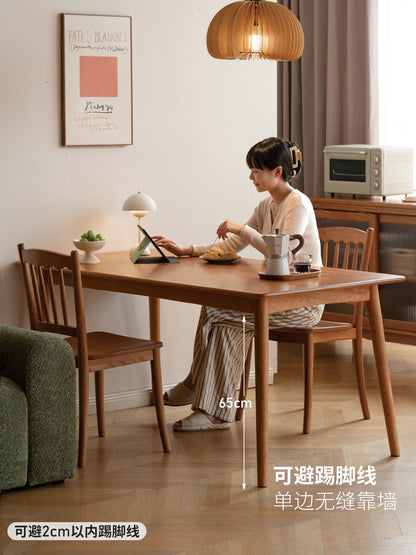 实木餐桌樱桃木中古风餐厅吃饭桌简约原木长方形桌子