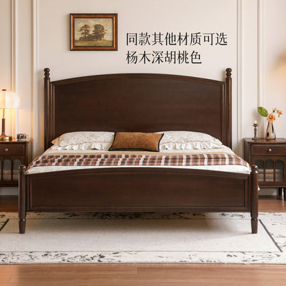 实木床美式复古大板床卧室黑胡桃木双人床1米8大床