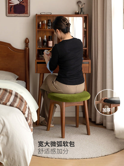 实木化妆凳简约橡木小凳子女生卧室软包凳樱桃木木梳妆凳