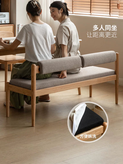 实木长条凳简约橡木吃饭凳子软包长凳北欧餐厅靠背长板凳
