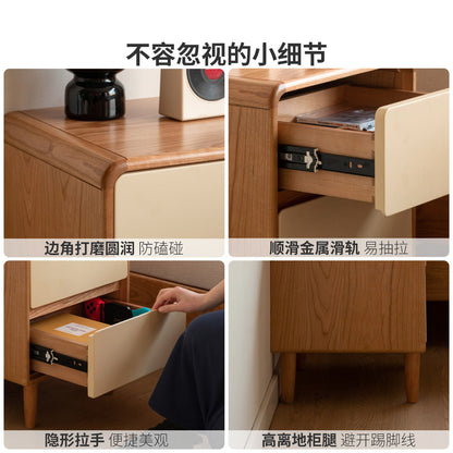 实木床头柜现代简约樱桃木储物柜卧室两抽收纳柜子