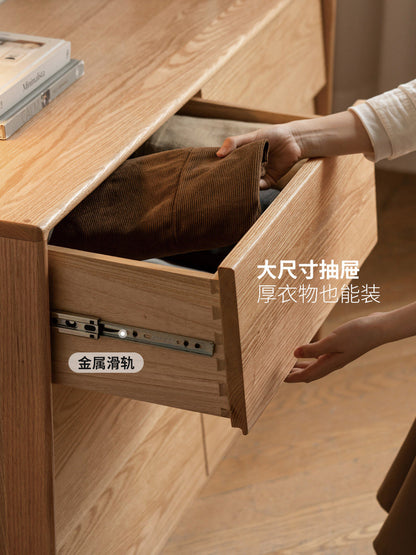 实木斗柜卧室五斗柜简约橡木储物柜家居收纳柜斜抽面边柜