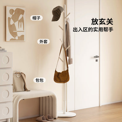 实木挂衣架现代简约衣帽架卧室白色衣架入户置物架