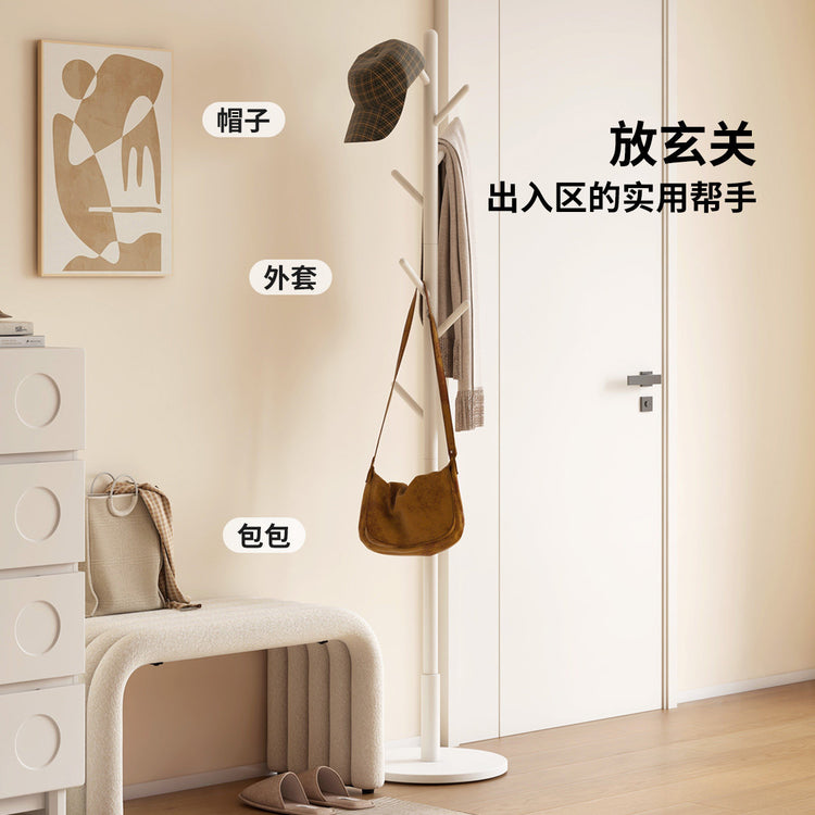 实木挂衣架现代简约衣帽架卧室白色衣架入户置物架