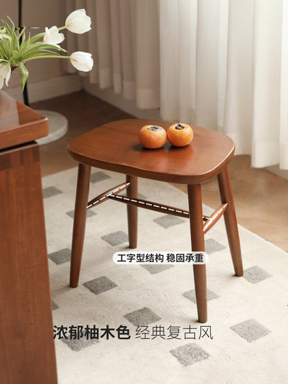 实木方凳樱桃木复古化妆凳原木换鞋凳餐厅吃饭小凳子