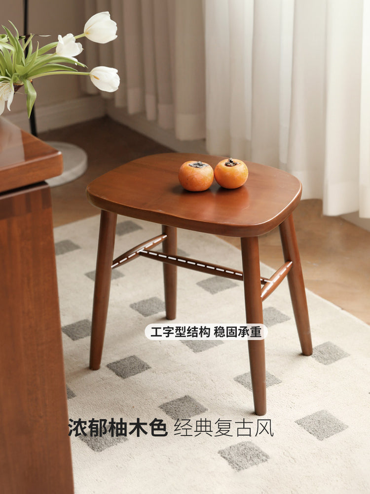 实木方凳樱桃木复古化妆凳原木换鞋凳餐厅吃饭小凳子