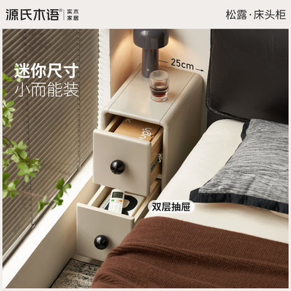 实木床头柜现代简约储物柜卧室床边灰色柜子收纳柜