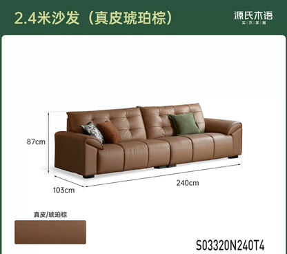 真皮沙发现代简约头层牛皮皮沙发客厅大黑熊直排沙发