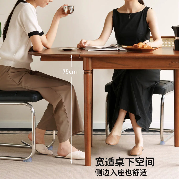 实木小户型折叠桌餐厅中古风吃饭桌子复古长餐桌