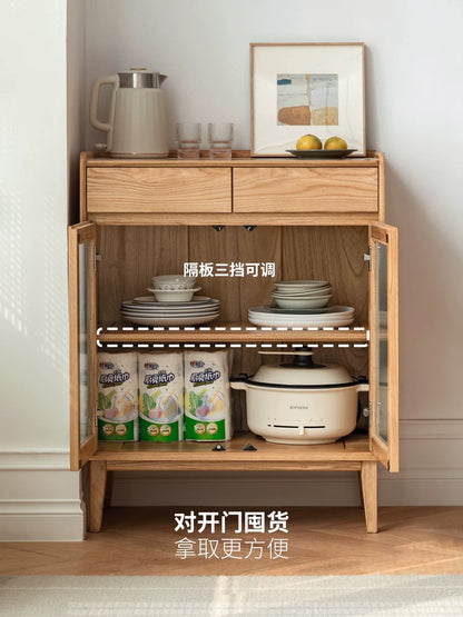 实木餐边柜简约现代橡木小户型茶水柜北欧餐厅原木储物柜