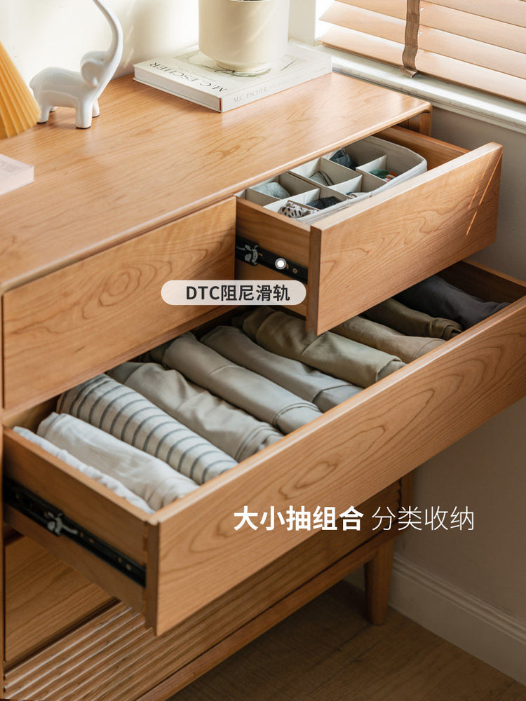 实木斗柜樱桃木复古五斗柜卧室斗橱置物柜床边床尾柜