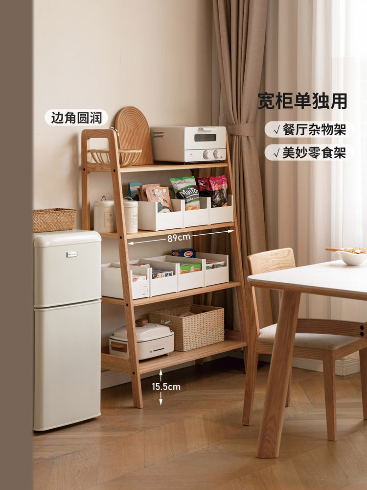 实木书架橡木落地置物架北欧梯形展示架客厅多层收纳架子