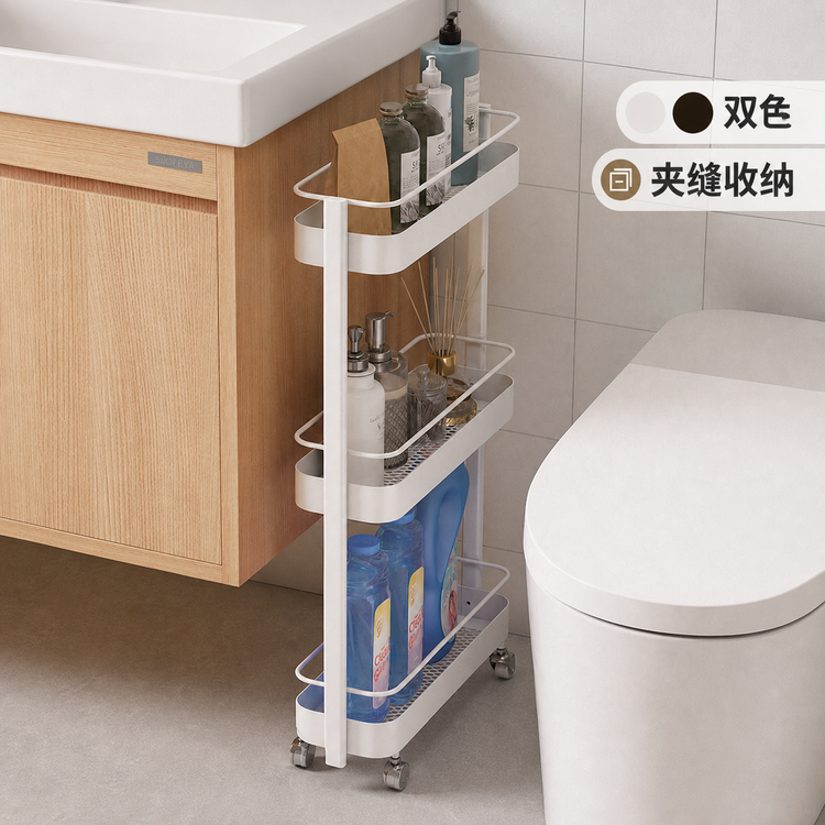 小推车现代简约厨房夹缝收纳架客厅阳台小户型移动边几