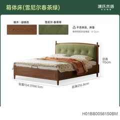 实木床法式复古橡木双人床卧室真皮软靠床储物箱体床