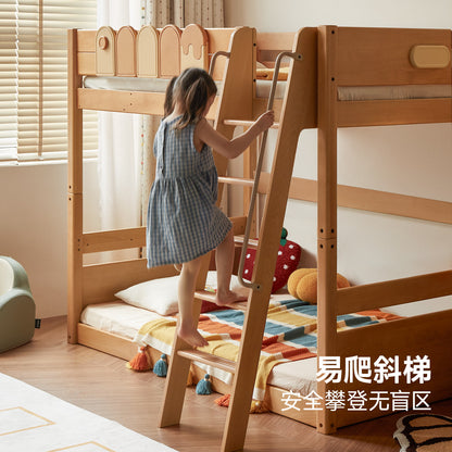实木儿童高低床可调节蒙氏地台床男孩女孩上下铺双层床