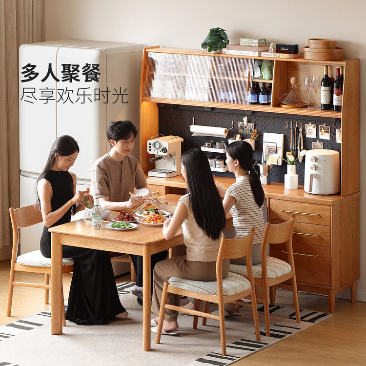 实木餐边柜靠墙一体日式樱桃木高柜洞洞板酒柜厨房柜子