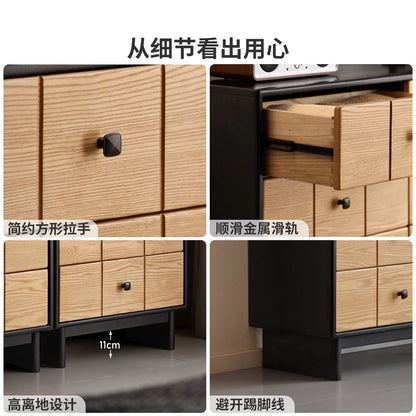 【14天预售】实木斗柜现代简约白蜡木边柜卧室床尾抽屉柜家用储物柜
