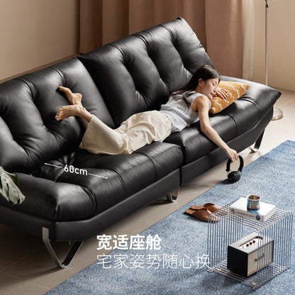 真皮沙发客厅包豪斯帆船小户型黑色四人位沙发